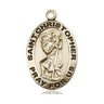 14kt Solid Gold St. Christopher Patron Saint Medal Pendant 1 inch by 5/8 inch handcrafted by Bliss USA