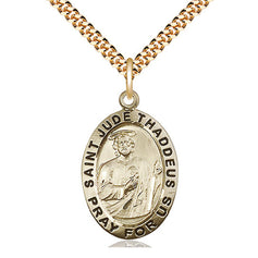 14kt Gold Filled St. Jude Patron Saint Medal Necklace 1 x 5/8 inches on 24 inch chain by Bliss