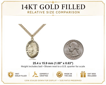 14kt Gold Filled Medium St. Jude Patron Saint Medal Necklace | 1 x 5/8 | 24" Chain | USA Made by Bliss