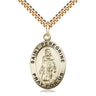 14kt gold filled St. Peregrine cancer patron saint medal necklace 1x5/8 inch with 24 inch chain by Bliss
