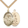 Gold Filled St. Michael the Archangel Catholic medal necklace, 1 x 5/8 inch pendant on 24 inch curb chain, handcrafted by Bliss Manufacturing USA