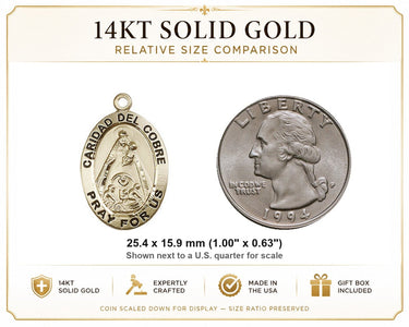14kt Solid Gold Medium Caridad del Cobre Medal Pendant | 1 x 5/8 | Handcrafted in USA by Bliss