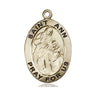 14kt Solid Gold St. Ann Patron Saint Medal Pendant 1 x 5/8 inch handcrafted by Bliss Manufacturing