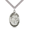 Sterling silver St. Ann patron saint medal necklace 1 x 5/8 pendant 24 inch chain USA made by Bliss