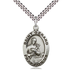 Collar de Medalla de Plata Esterlina de San Gerardo | Dije de 1x5/8