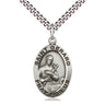 sterling silver St Gerard Majella patron saint medal necklace 1x5/8 inch pendant 24 inch chain handcrafted by Bliss Manufacturing USA