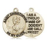 14kt Solid Gold St. Christopher patron saint medal pendant, 3/4 inch square, handmade by Bliss USA