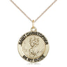 14kt Gold Filled St. Christopher Medal Pendant 3/4 inch with 18 inch chain by Bliss Manufacturing