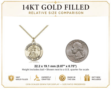 14kt Gold Filled Medium Caridad del Cobre Medal Necklace | 7/8" x 3/4" Pendant | 18" Chain | USA Made by Bliss