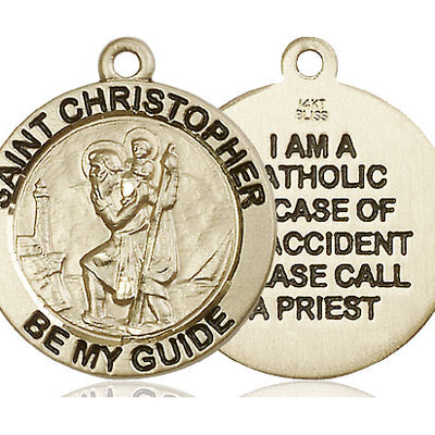 14kt Solid Gold Medium St. Christopher Medal Pendant | 1" x 7/8" | Handcrafted in USA by Bliss