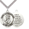 Sterling silver St. Christopher patron saint medal necklace with 24 inch curb chain, 1 inch x 7/8 inch medium medal, handcrafted by Bliss