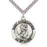 Sterling Silver St. Christopher Patron Saint Medal Necklace 1 inch x 7/8 inch Medium with 24 inch Curb Chain Bliss Manufacturing