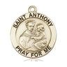 14kt solid gold St. Anthony of Padua patron saint medal pendant, 1 x 7/8 inches, handcrafted by Bliss Manufacturing USA