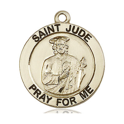 14kt Solid Gold Medium St. Jude Patron Saint Medal Pendant | 1" x 7/8" | Handcrafted in USA by Bliss