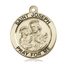 14kt Solid Gold St. Joseph Patron Saint Medal Pendant 1 x 7/8 inch by Bliss Manufacturing