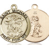 14kt solid gold St. Michael the Archangel patron saint medal pendant 1 inch by Bliss Manufacturing