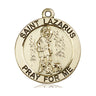 14kt Solid Gold St. Lazarus Patron Saint Medal Pendant 1 x 7/8 inch by Bliss Manufacturing