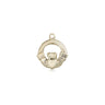 14kt solid gold Small Claddagh medal pendant 3/8 x 3/8 inches handcrafted by Bliss Manufacturing USA
