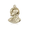 14kt solid gold Head of Christ medal pendant, 3/4 x 1/2 inches, handcrafted in USA by Bliss Manufacturing
