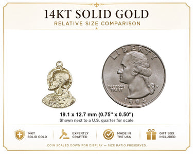 Medalla de cabeza de Cristo mediana de oro macizo de 14 quilates | 3/4 x 1/2 | Hecho a mano en EE. UU. por Bliss