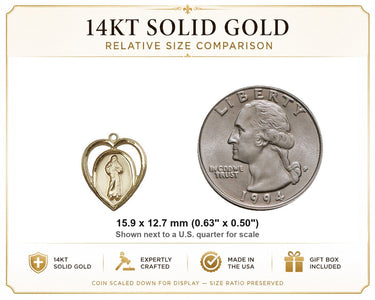 14kt Solid Gold Small Divine Mercy Medal Pendant | 5/8 x 1/2 | USA Made by Bliss