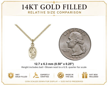 Collar con Medalla Milagrosa Pequeña Católica de Oro de 14kt | Colgante de 1/2x1/4" | Cadena de 18" | Fabricado en EE. UU. por Bliss