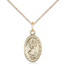 14kt Gold Filled Small St. Christopher Patron Saint Medal Necklace 5/8 x 3/8 inch on 18 inch Chain by Bliss