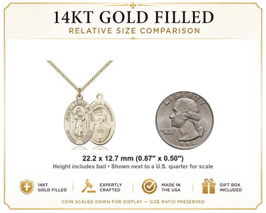 14kt Gold Filled Medium Divine Mercy Medal Necklace | 7/8 x 1/2 Pendant | 18" Chain | USA Made by Bliss