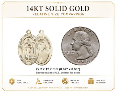 14kt Solid Gold Medium Divine Mercy Medal Pendant | 7/8" x 1/2" | Handcrafted in USA by Bliss