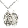 Sterling Silver Divine Mercy pendant necklace with 7/8 inch medal on 18 inch chain, handcrafted in USA by Bliss Manufacturing