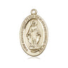14kt solid gold medium Miraculous Medal pendant 7/8 x 1/2 inch handcrafted by Bliss Manufacturing USA