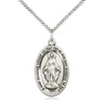 Medium Sterling Silver Miraculous Medal Necklace 7/8 x 1/2 inches with 18 inch chain by Bliss