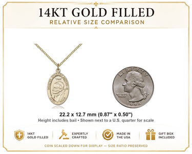 Gold Filled Medium St. John Paul II Patron Saint Medal Necklace | 7/8" x 1/2" | 18" Chain | USA Made by Bliss