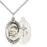 Sterling Silver St. John Paul II Patron Saint Medal Necklace 7/8 x 1/2 inch 18 inch chain Bliss USA