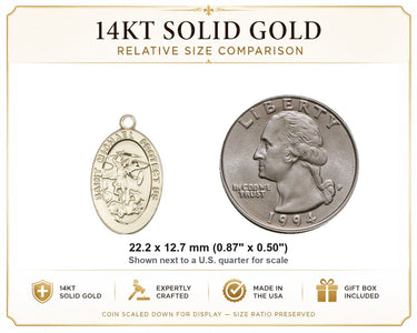 14kt Solid Gold Medium St. Michael Medal Pendant | 7/8x1/2" | Handcrafted in USA by Bliss