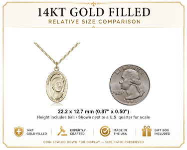 14kt Gold Filled Medium Blessed Teresa of Calcutta Medal Necklace | 7/8 x 1/2 | 18" Chain | Bliss