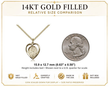 14kt Gold Filled Small St. Theresa Patron Saint Medal Necklace | 5/8" x 1/2" | 18" Chain | USA Made by Bliss