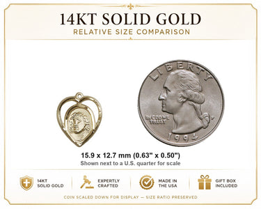 Colgante de medalla Ecce Homo católica pequeña de oro macizo de 14 quilates | 5/8 x 1/2 | Hecha a mano en EE. UU. por Bliss