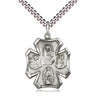 Sterling Silver 4-Way Medal Necklace 1 inch by 7/8 inch on 24 inch curb chain featuring Sacred Heart, Miraculous Medal, St. Christopher and St. Joseph by Bliss