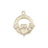 14kt solid gold Small Claddagh medal pendant 5/8 x 1/2 inches handcrafted by Bliss Manufacturing USA
