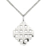 Sterling Silver Jerusalem Cross Necklace with 18 inch chain, 3/4 x 5/8 inch pendant, handcrafted by Bliss