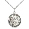 Sterling silver St. Joseph patron saint medal necklace 7/8 x 3/4 inches with 18 inch chain by Bliss Manufacturing
