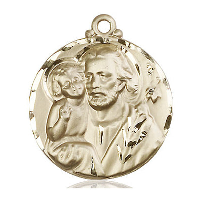 14kt Solid Gold Medium St. Joseph Patron Saint Medal Pendant | 1-1/8" x 7/8" | Handcrafted in USA by Bliss