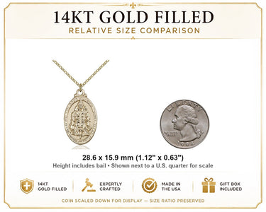 14kt Gold Filled Jewish Protection Medal Necklace | 1 1/8"x5/8" Pendant | 18" Chain | USA Made by Bliss