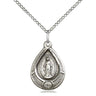 Sterling Silver Miraculous Medal Necklace 3/4 x 1/2 inches on 18 inch curb chain handcrafted by Bliss USA