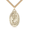 14kt Gold Filled St. Christopher Patron Saint Medal Necklace with 24 Inch Curb Chain by Bliss Manufacturing