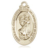 14kt Solid Gold St Christopher Patron Saint Medal Pendant 1 1/8 x 5/8 inch Handcrafted by Bliss