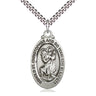Sterling Silver St. Christopher Patron Saint Medal Necklace 1 1/8 x 5/8 inches with 24 inch chain by Bliss