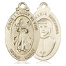 14kt Solid Gold Divine Mercy Medal Pendant 1 1/8 x 5/8 inch - Bliss USA Handcrafted