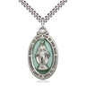 Sterling Silver Miraculous Medal Necklace 1 1/8 x 5/8 inches on 24 inch curb chain handcrafted by Bliss USA